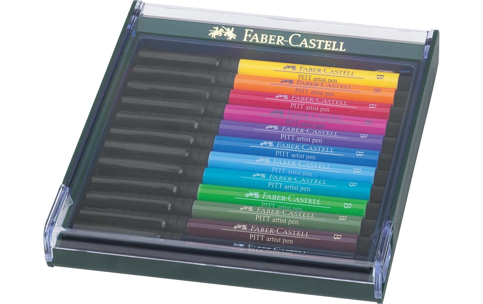 Faber-Castell PITT artist pen Pinselstift – Pinselspitze, pigmentiert, wasserfest, 12 Farben
