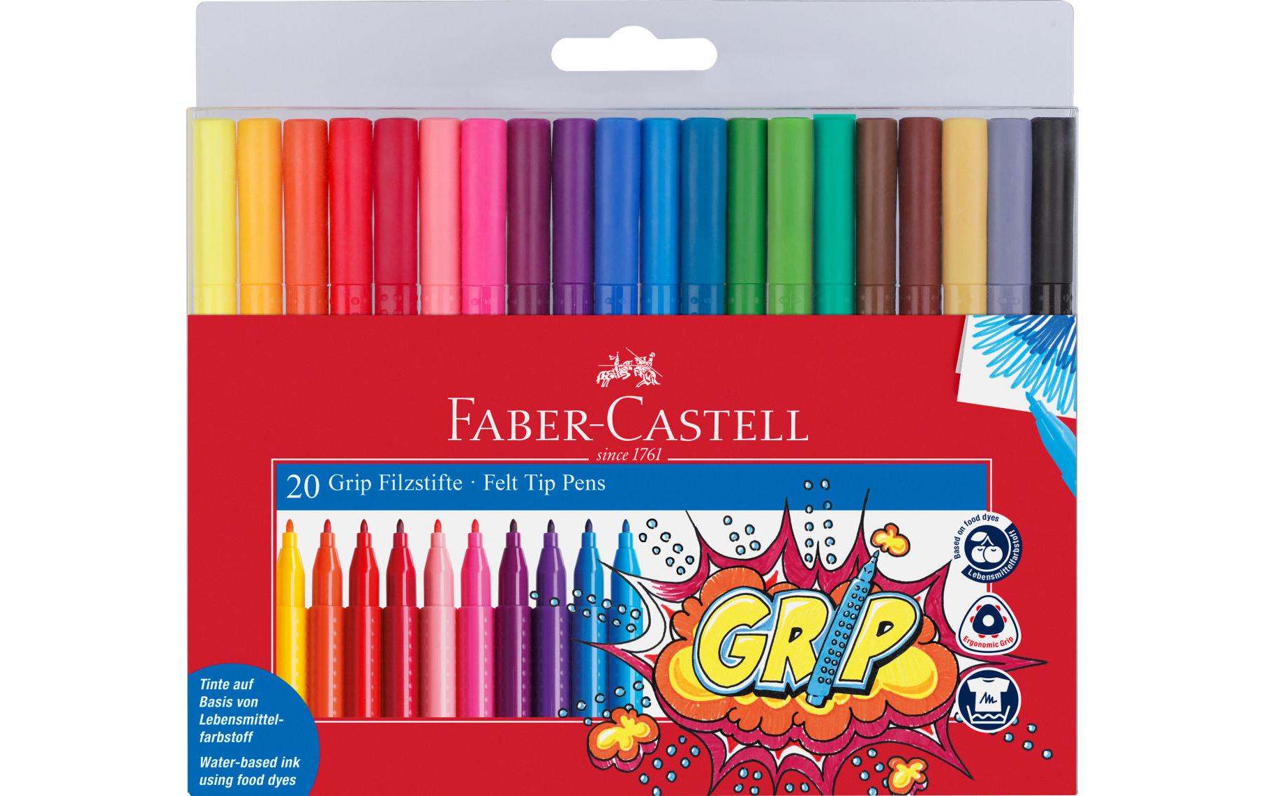 Faber-Castell Fasermaler, Strichbreite 1 mm, auswaschbar, 20 Farben