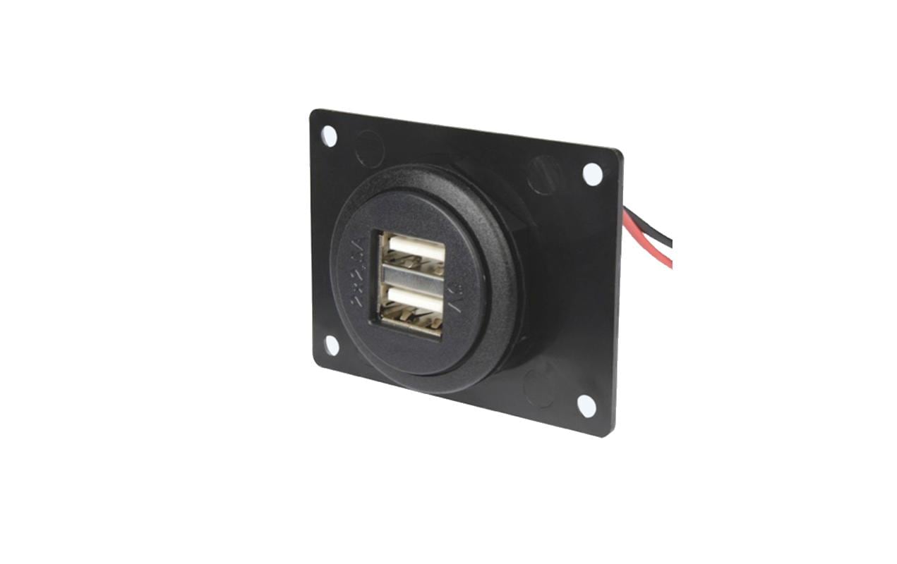 Südo Steckdosenleiste mit USB 12/24 V 5 A – USB-A×2, Steckdosen×2 – schwarz