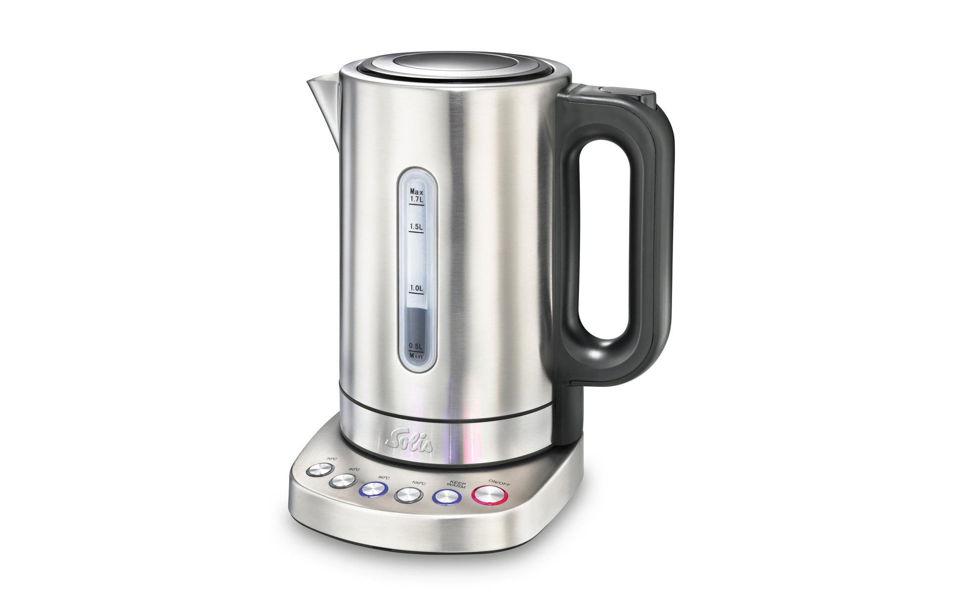 Solis Digital 5516 – Wasserkocher 1,7 l, Temperaturregler, Edelstahl, Silber