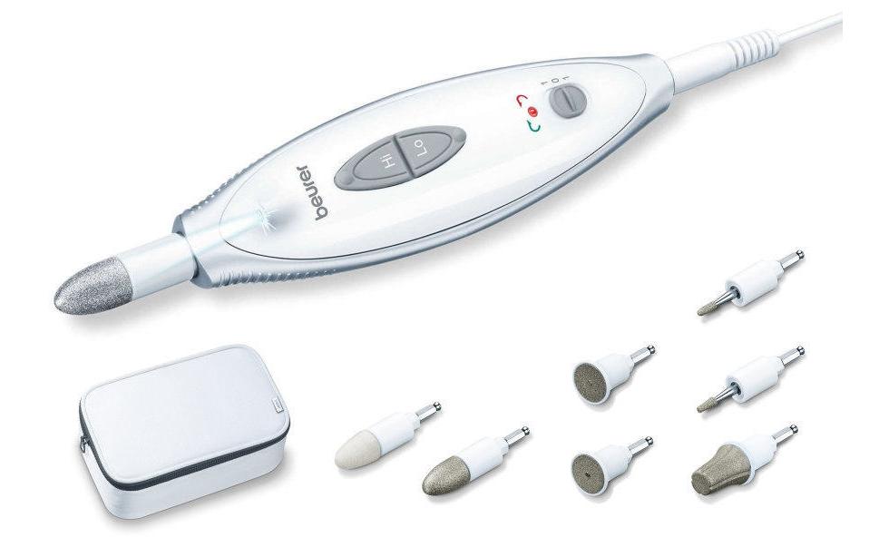 Beurer Maniküre-/Pediküre-Set MP41 – netzbetrieben, 2 Stufen – 7 Aufsätze – weiss
