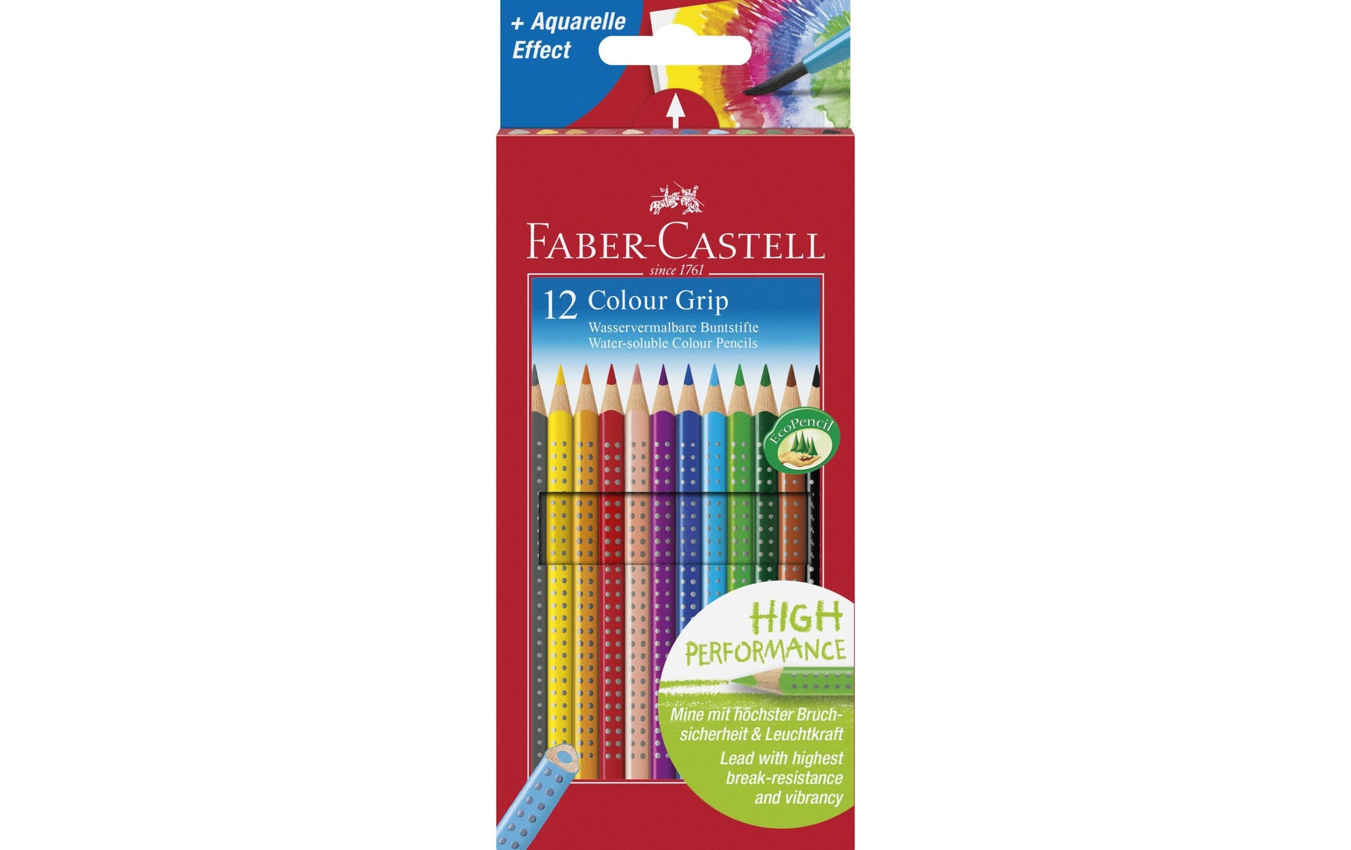 Faber-Castell Aquarellfarbstifte – 12 Farben, im Kartonetui, Ø 3 mm, dreikantig, FSC