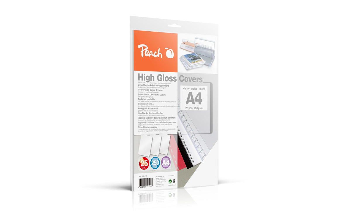 Peach Umschlagdeckel – A4 – 250 g/m², glänzend, weiss – 25 Stk.
