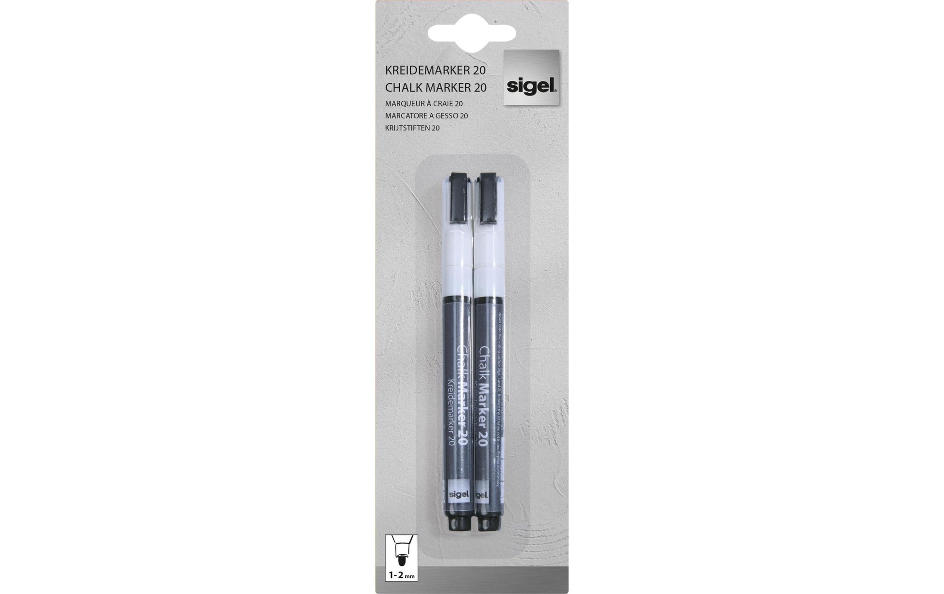 Sigel BA178 Kreidemarker – Rund 1–2 mm – 2er-Set, Weiss, für Glas/Spiegel