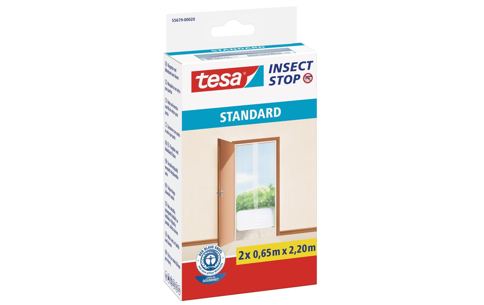 TESA Insect Stop Standard Fliegengitter Tür – 65 × 220 cm – weiss – für Türen – 2 Stk.