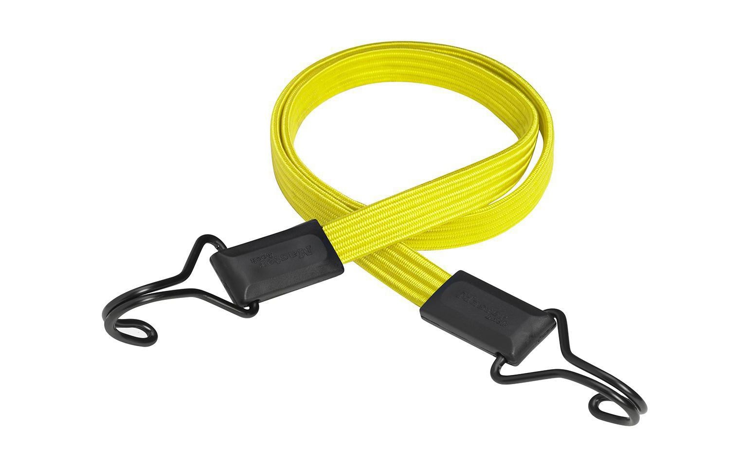 MASTER LOCK Masterlock – Gummi-Spannseil 1 m × 18 mm, Zurrkraft 40 kg, Gummi, Gelb, flach mit Doppelhaken, für Auto