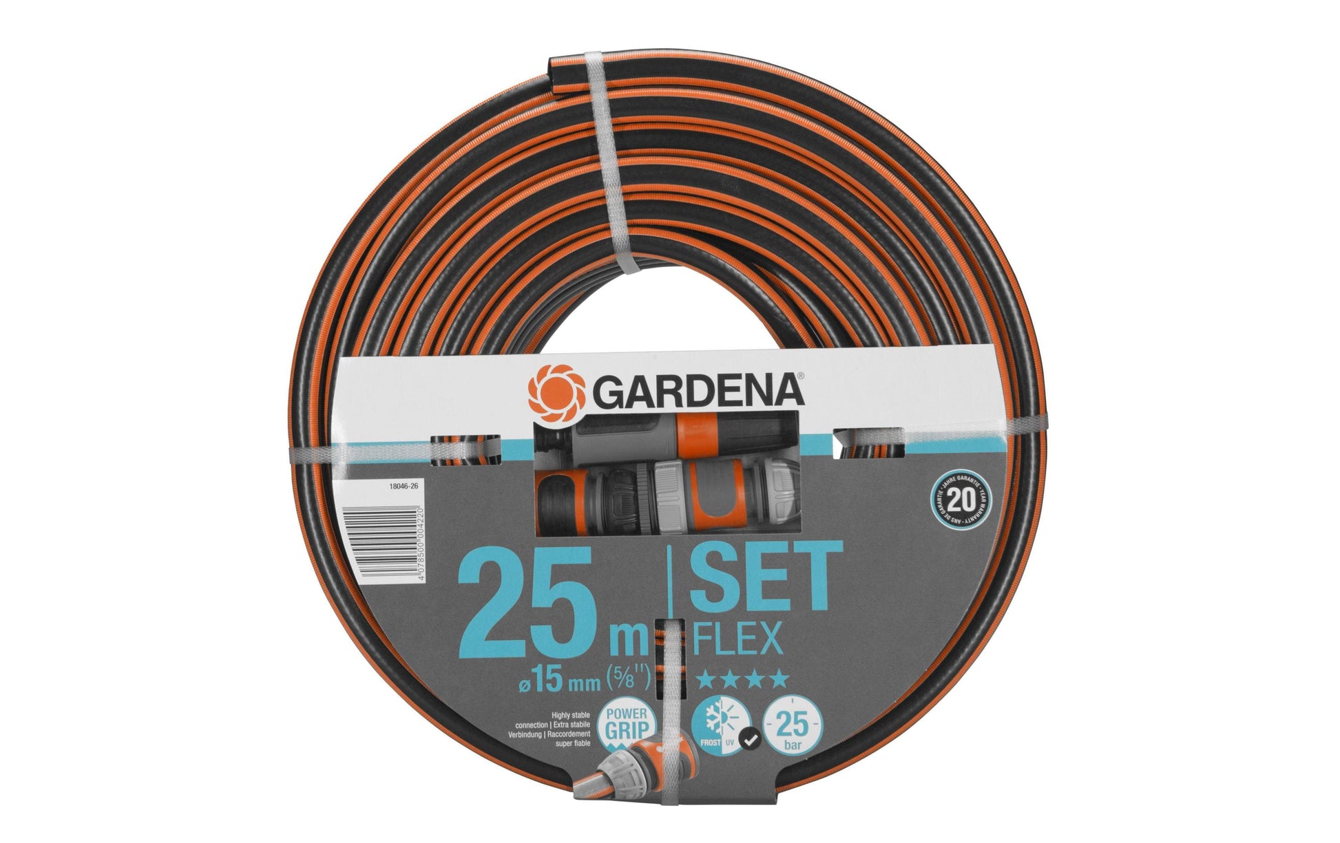Gardena Comfort FLEX Schlauch – 25 m, Schwarz, Orange