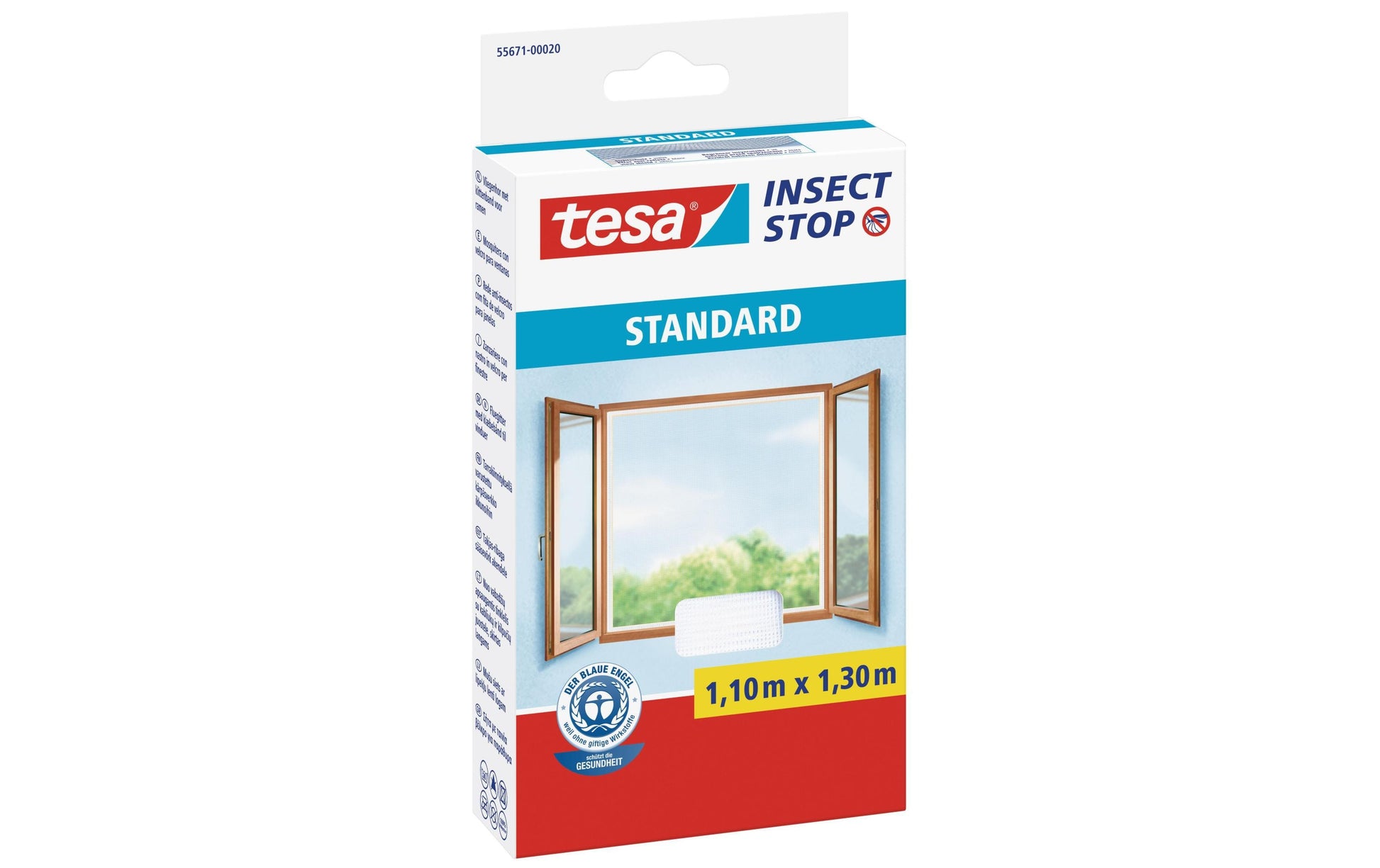 TESA Fenster-Fliegengitter – 110 × 130 cm – weiss – für Fenster