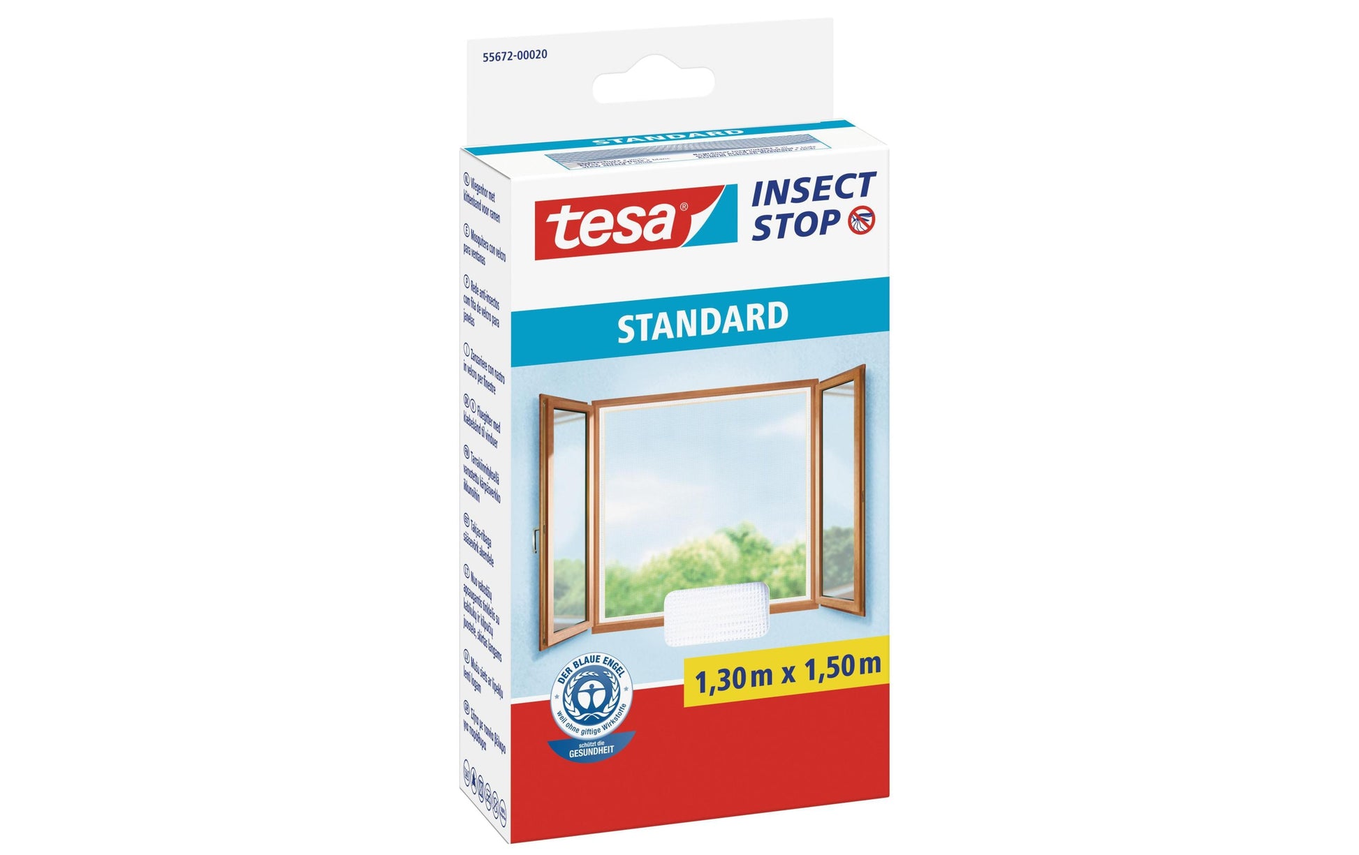 TESA Fenster-Fliegengitter – 130 × 150 cm – weiss – für Fenster