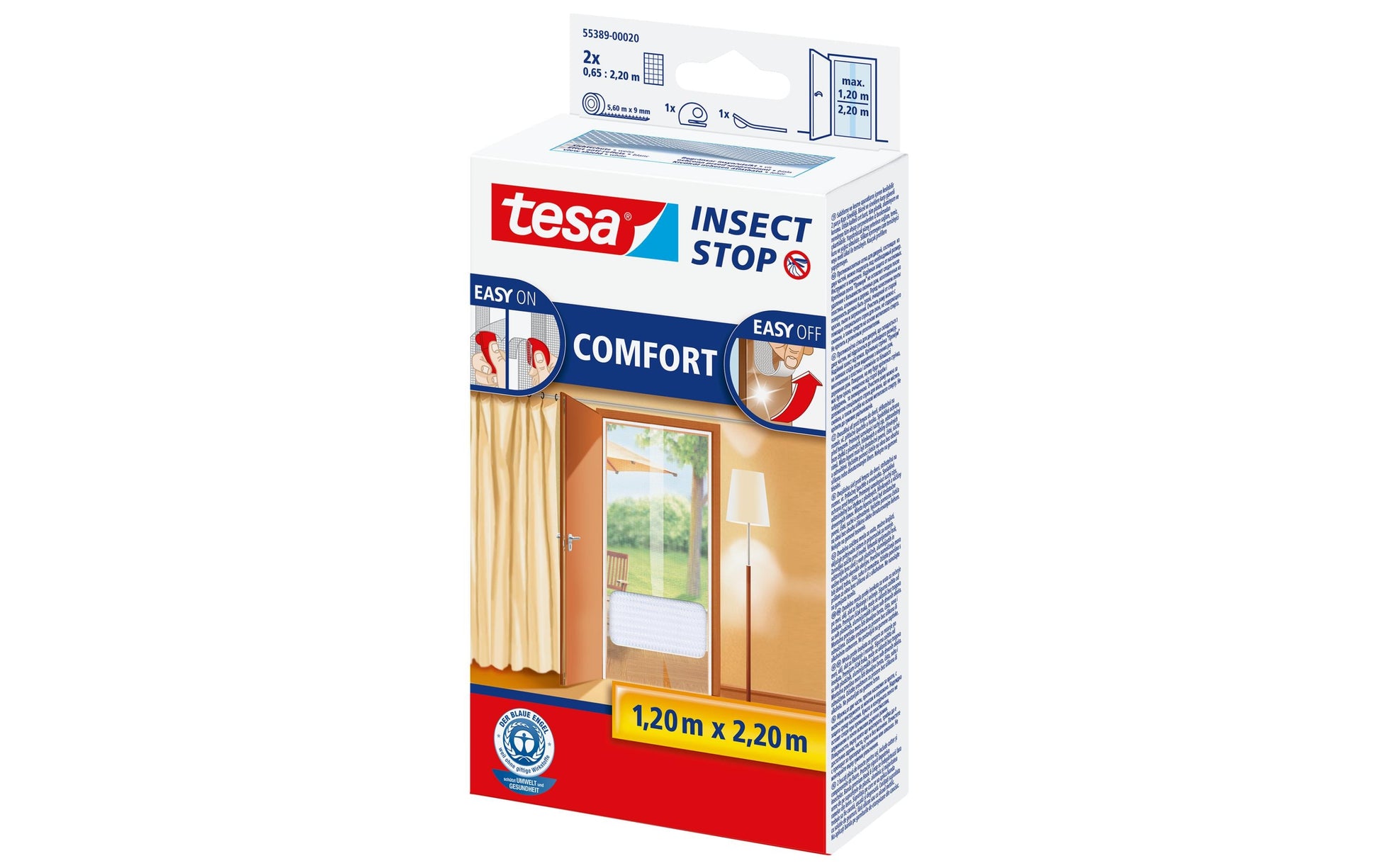 tesa Fliegengitter – für Fenster – 120 × 220 cm – weiss