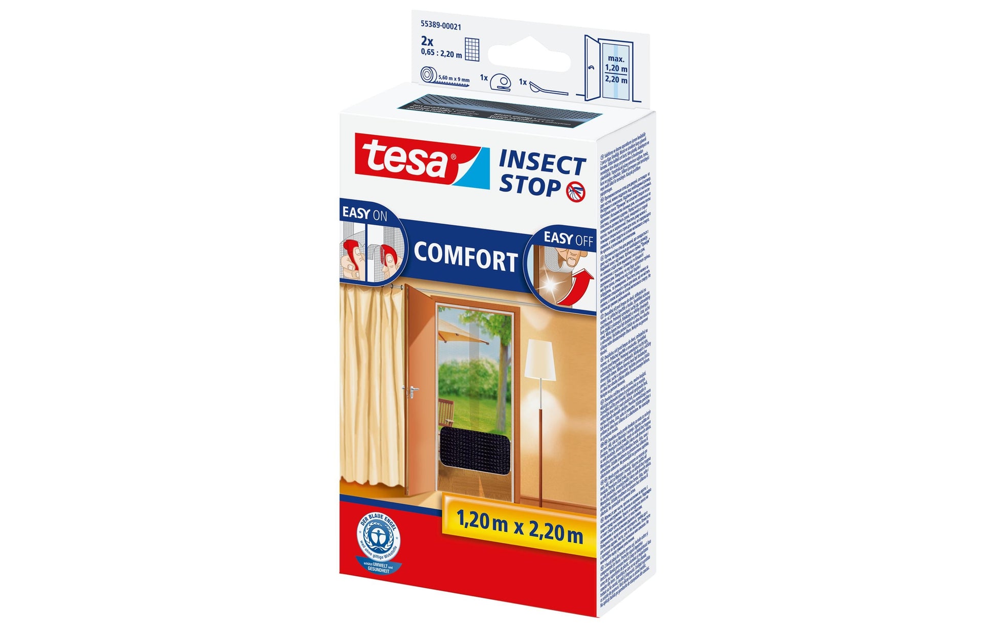 tesa Fliegengitter – für Fenster – 120 × 220 cm – Anthrazit