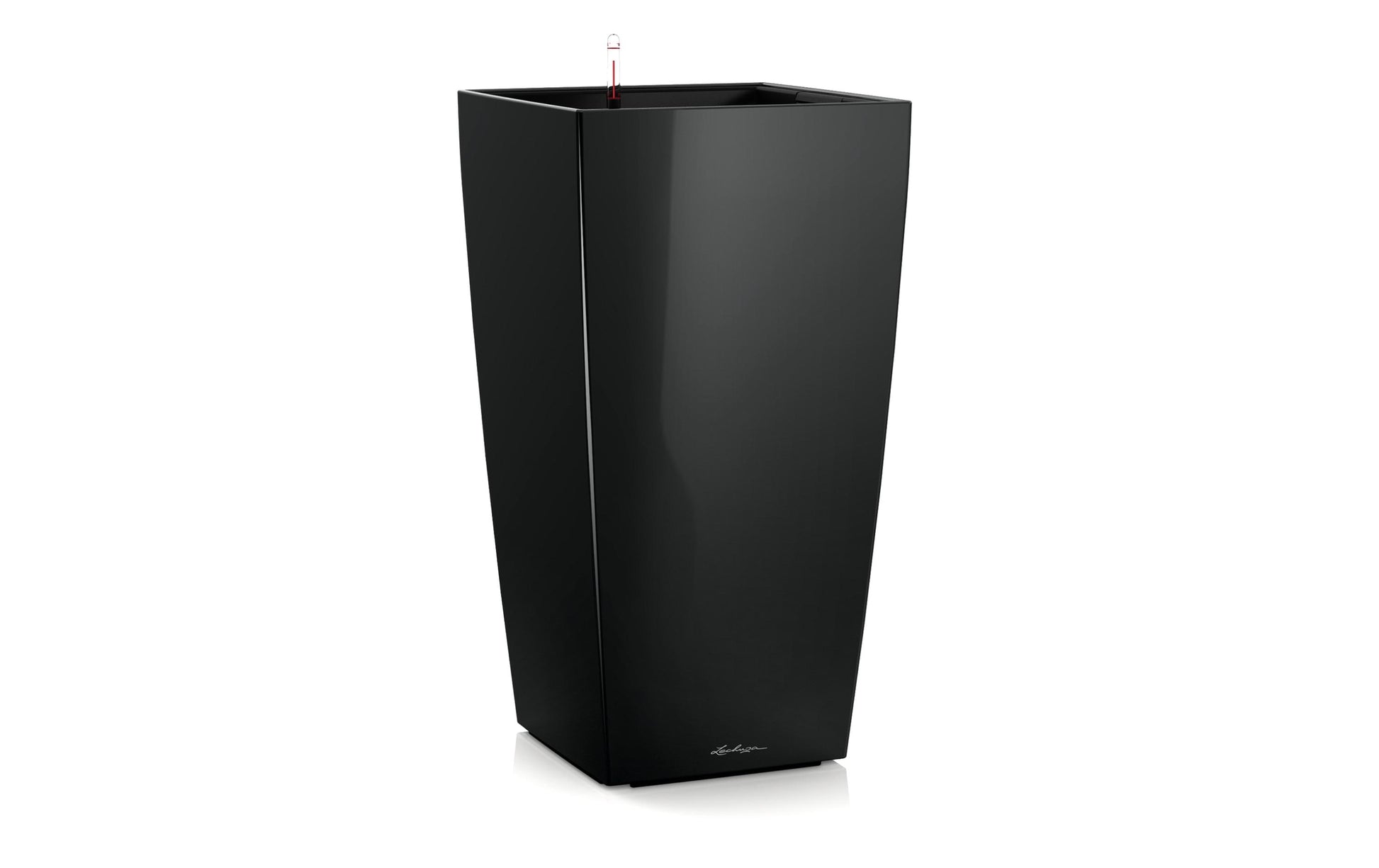 LECHUZA Topfpflanzer – 29,5 × 29,5 × 56,5 cm – Polycarbonat & Polypropylen, schwarz