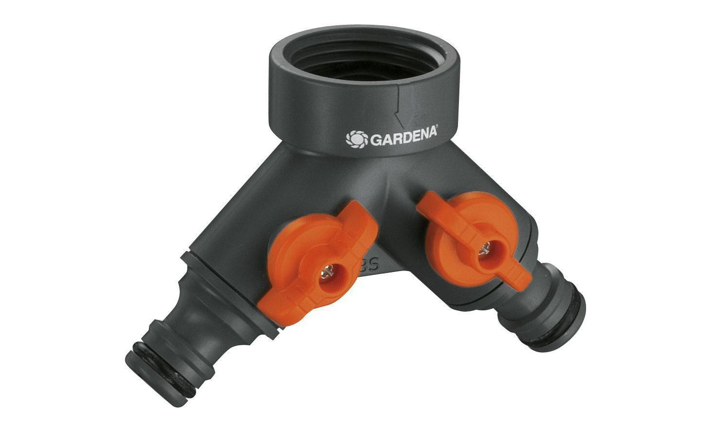 Gardena 2-Wege-Ventil – G 3/4, 265 mm, Kunststoff, Schwarz/Orange, 2 Ausgänge