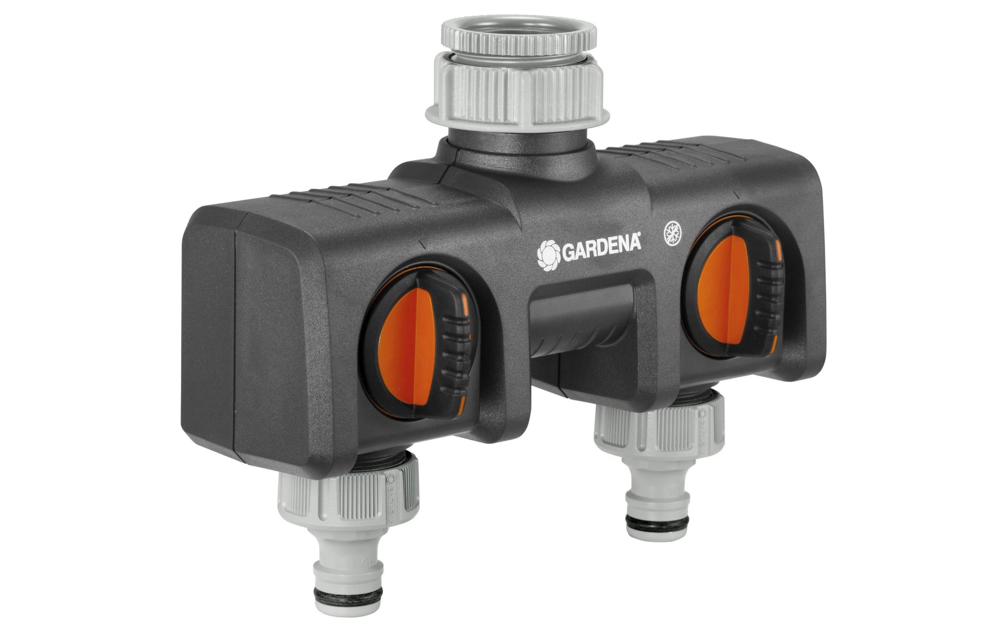Gardena Wasserverteiler – 8193-20 – 2 Ausgänge, Anschluss 25,4 mm, Kunststoff, schwarz/grau/orange, 1 Stk.