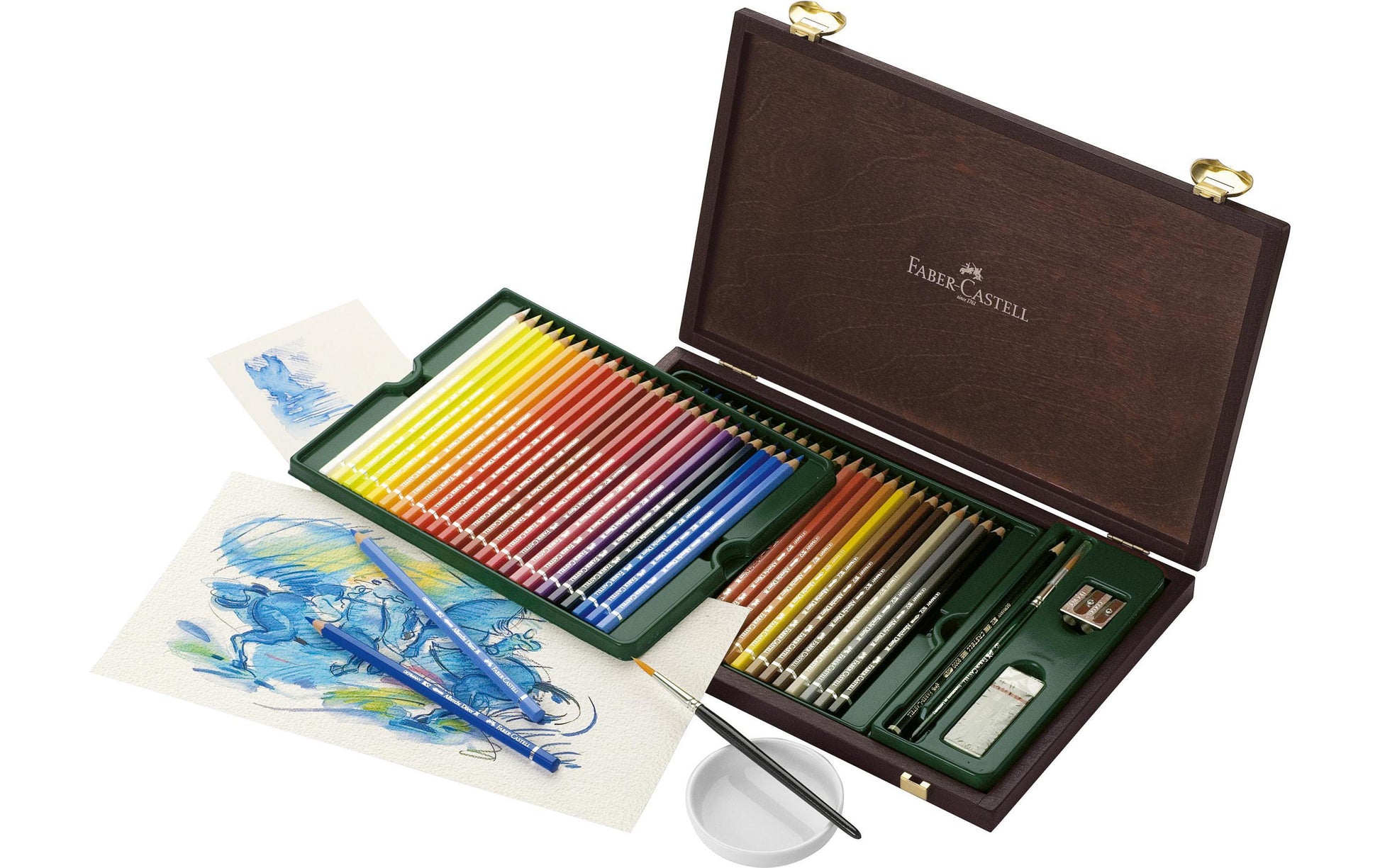 Faber-Castell Aquarellbuntstift Albrecht Dürer, mehrfarbig, 48er-Etui – mit Radiergummi, Spitzer, Pinsel
