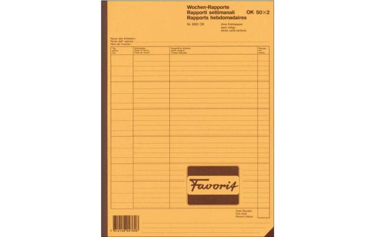 Sigel Wochenrapport Favorit – A4 – 50 Sätze, 2-fach – Italienisch