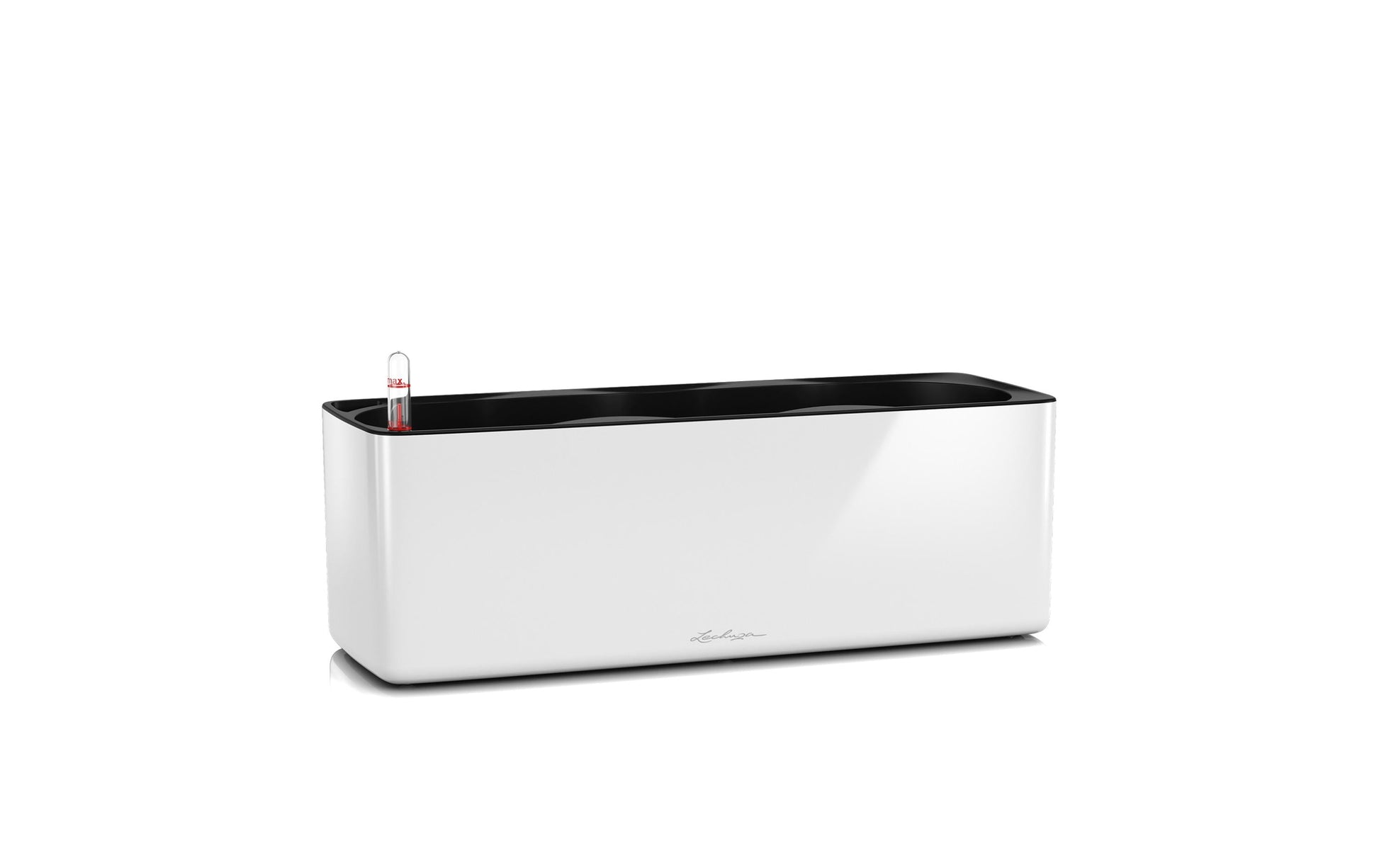 LECHUZA Topfpflanzer – 14 × 14 × 40 cm – Polypropylen (PP), weiss hochglanz