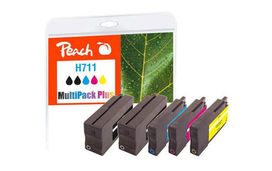 Peach Tintenpatronen-Multipack HP Nr. 711, 2×41 ml + 3×32 ml, kompatibel – für HP DesignJet T 120, T 520 und andere