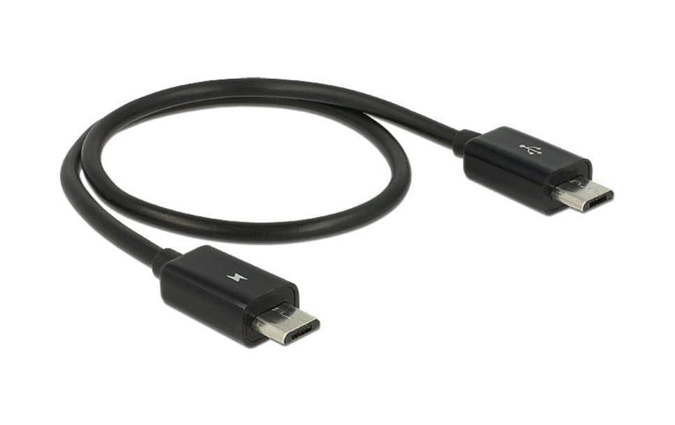 DeLOCK USB-Kabel Micro-USB-B auf Micro-USB-B – USB 2.0 (480 Mbps) – 0,3 m – USB On-The-Go (OTG) – Schwarz