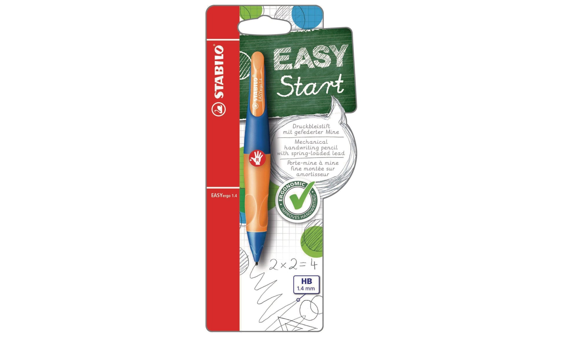Stabilo EASYergo Start Druckbleistift – 1,4 mm, für Rechtshänder, Ultramarinblau, Neonorange
