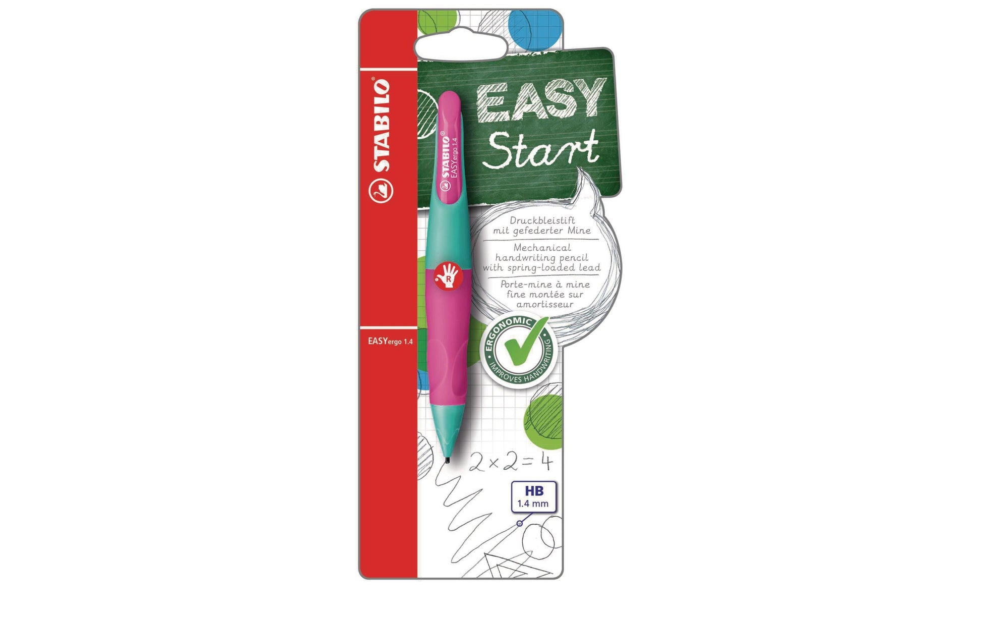 Stabilo EASYergo Start Druckbleistift – 1,4 mm, für Rechtshänder, türkis/neonpink