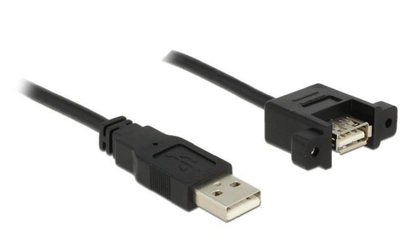 DeLOCK USB-A Verlängerungskabel (Stecker auf Buchse) – USB 2.0 (480 Mbit/s) – 1 m – Verschraubbar – Schwarz