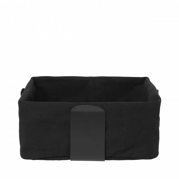 Blomus Brotkorb Desa L – 26,0 × 26,0 × 10,0 cm, Stahl/Baumwolle, Schwarz