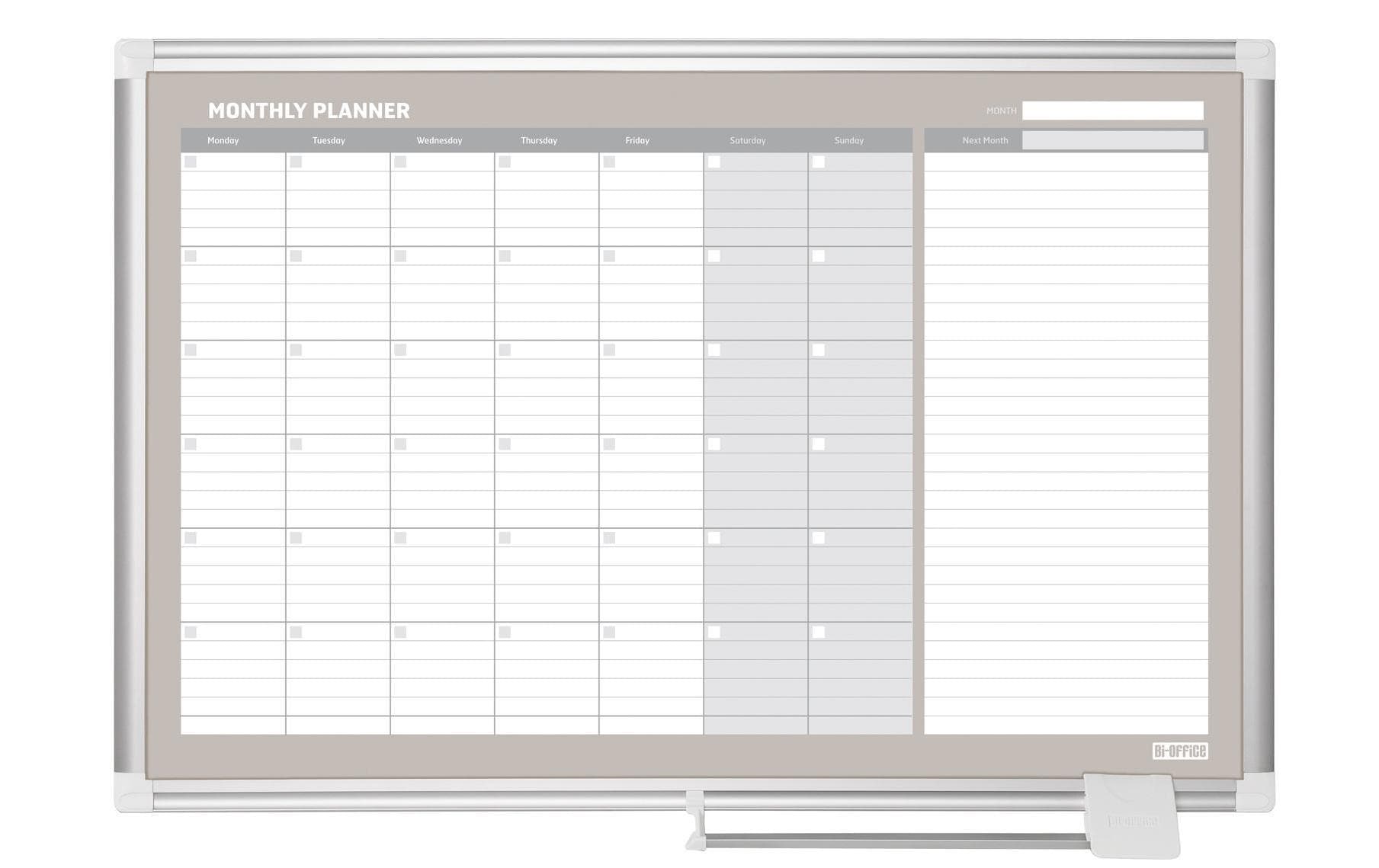 Bi-Office Monatsplaner – 90 × 60 cm, Aluminiumrahmen, Weiss