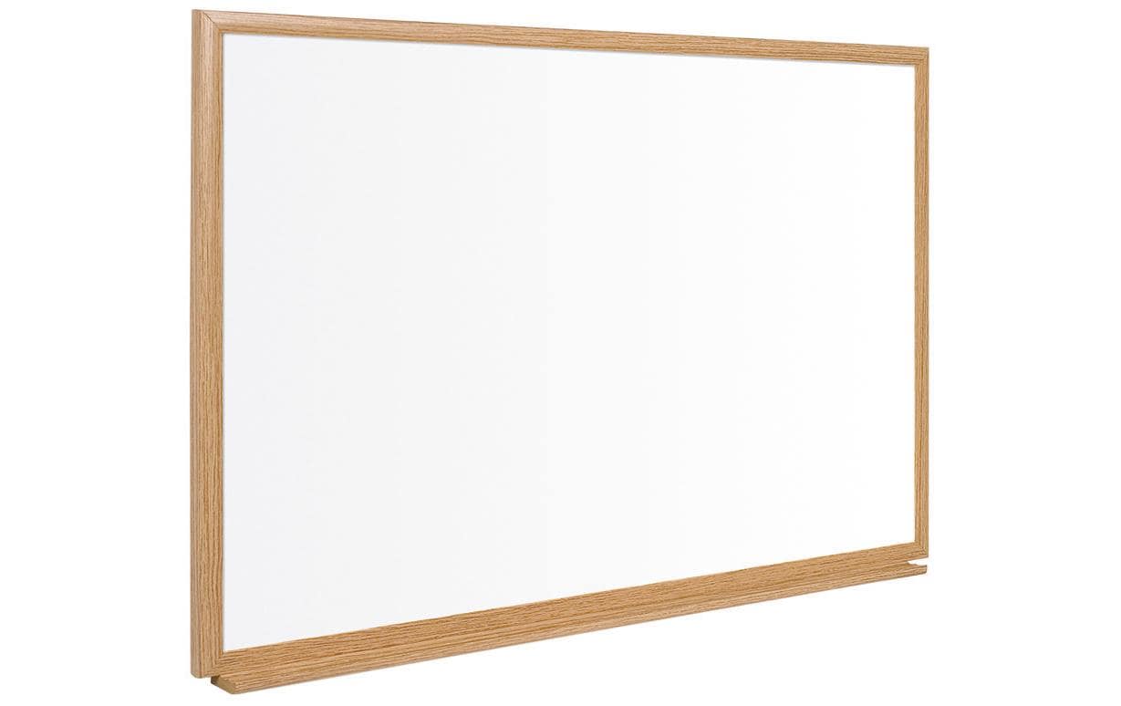 Bi-Office Whiteboard – 150 × 100 cm, Emaille, Holzrahmen, Wandmontage, inkl. Stiftablage