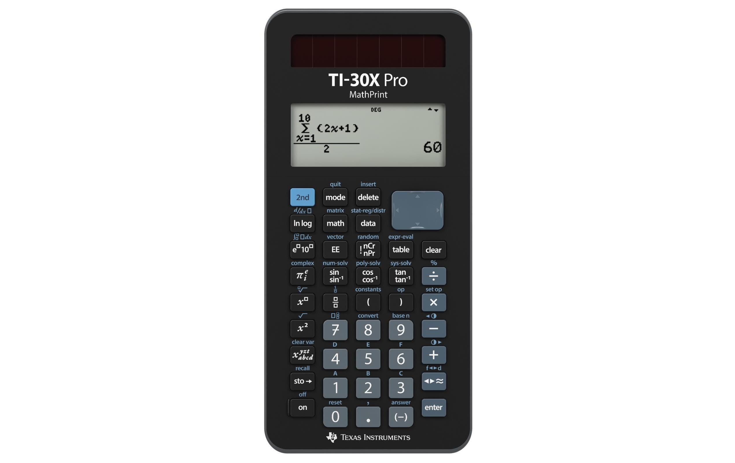 Texas Instruments Wissenschaftlicher Taschenrechner TI-30XP MP D/F – 11-stellig – Solar/Batterie – Schwarz