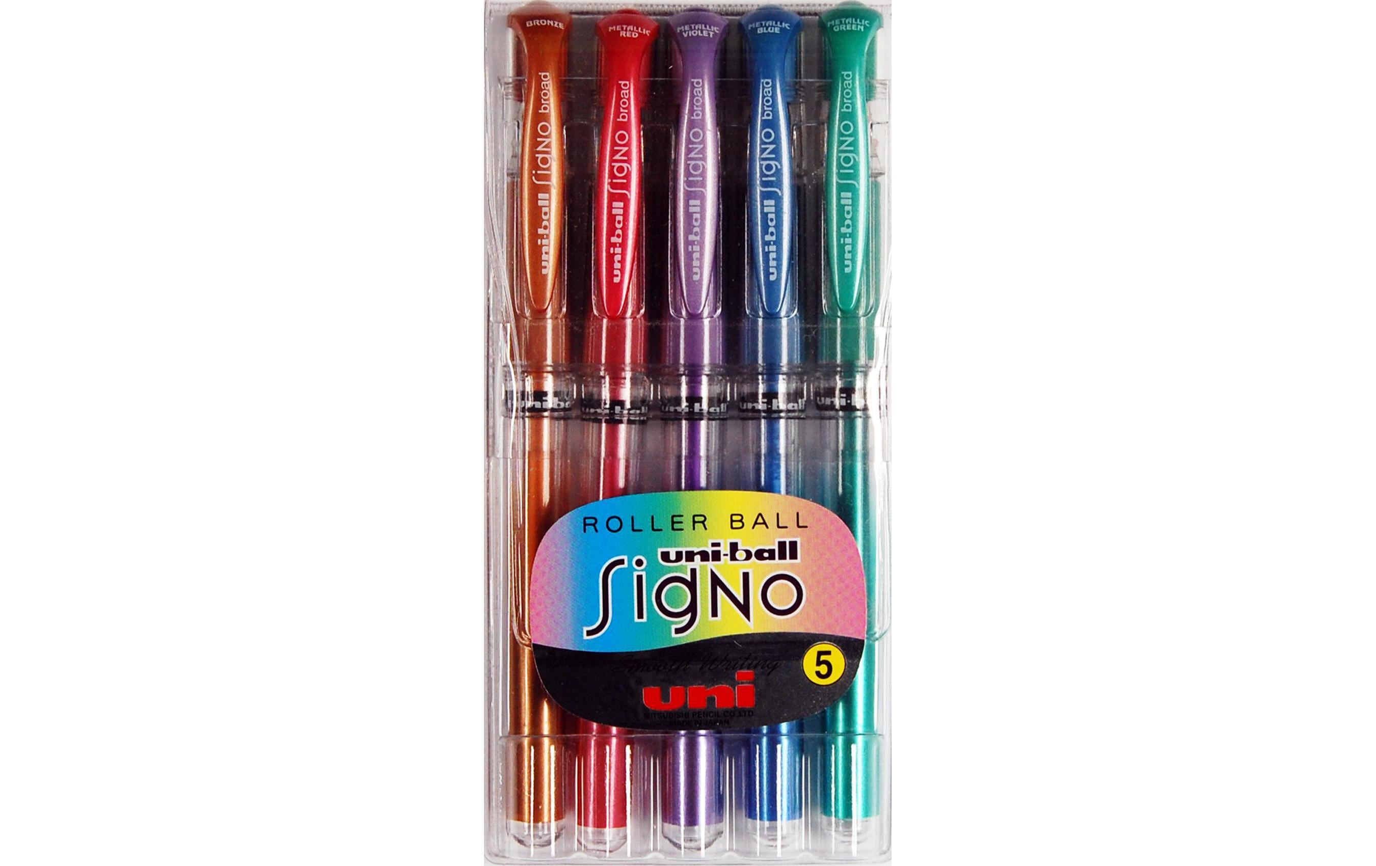 Uni-Ball Signo Broad Gelschreiber – Farben sortiert, Spitze 0,65 mm, 5er-Set