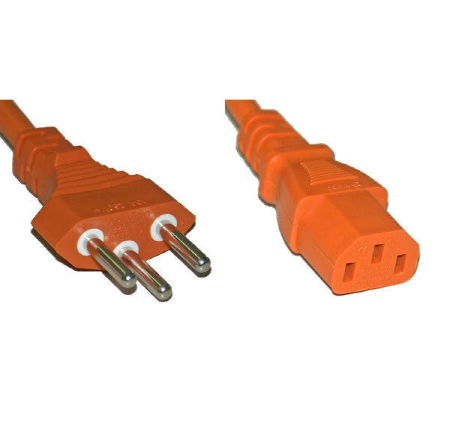 Diggelmann Netzkabel – T12–IEC C13, 1,5 m, 10 A, Orange