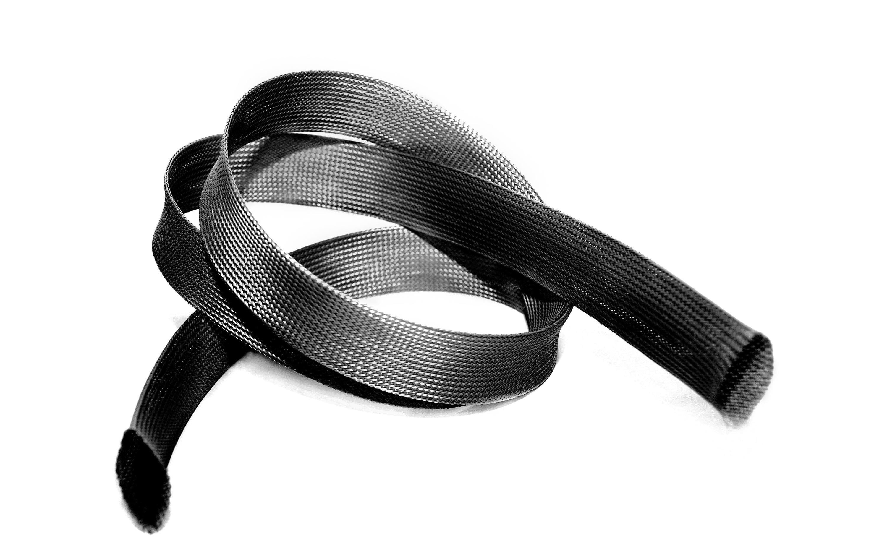 Audioraq Offener Kabelschlauch – Durchmesser 25 mm – 2 m – zuschneidbar – Schwarz – Polyester