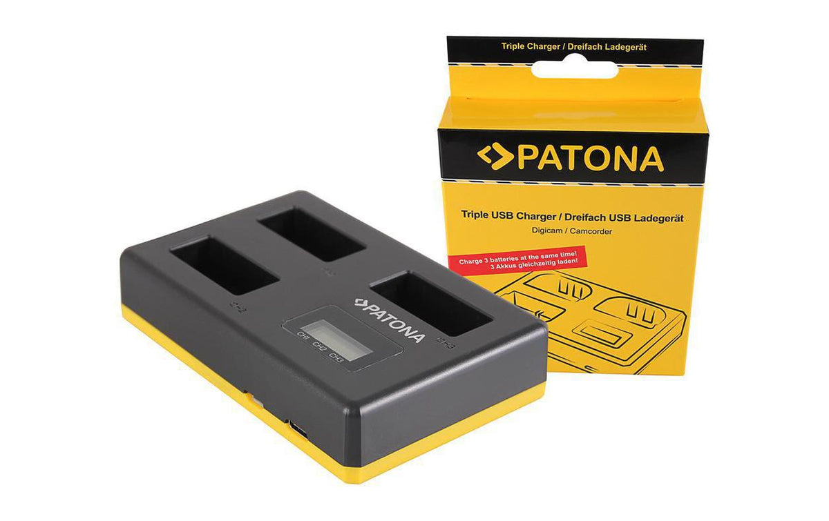 PATONA Triple-Akkulader – für Canon LP-E17 – 3-fach, USB, 8,4 V/0,85 A