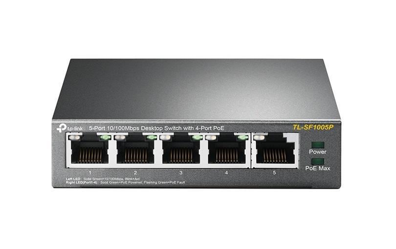 TP-Link TL-SF1005P – Unmanaged Switch – 5× 10/100 Mbit/s, PoE, PoE Budget 58 W, Desktop