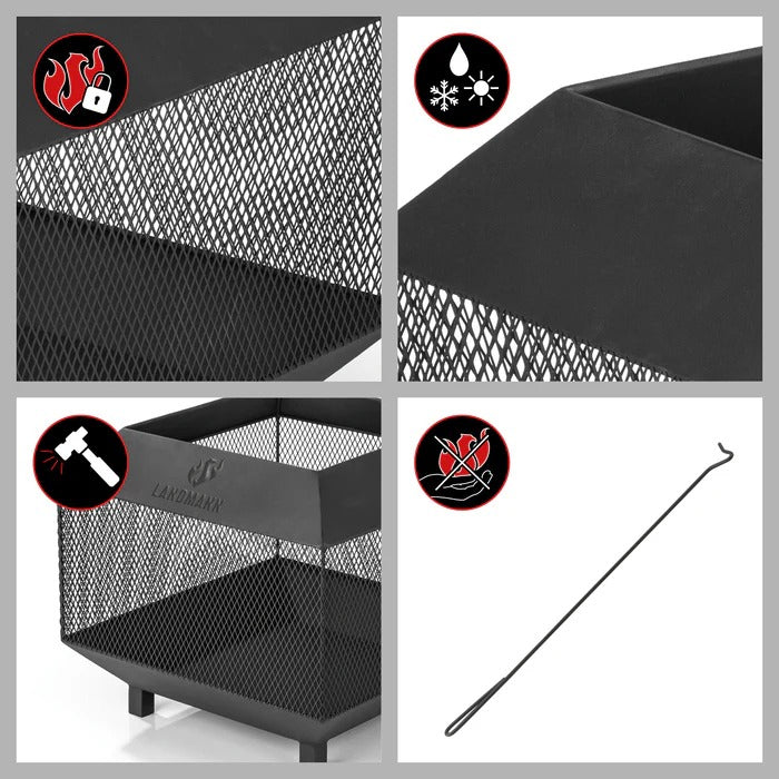 LANDMANN Feuerkorb – Ø 44 × 40 cm – Stahl, schwarz