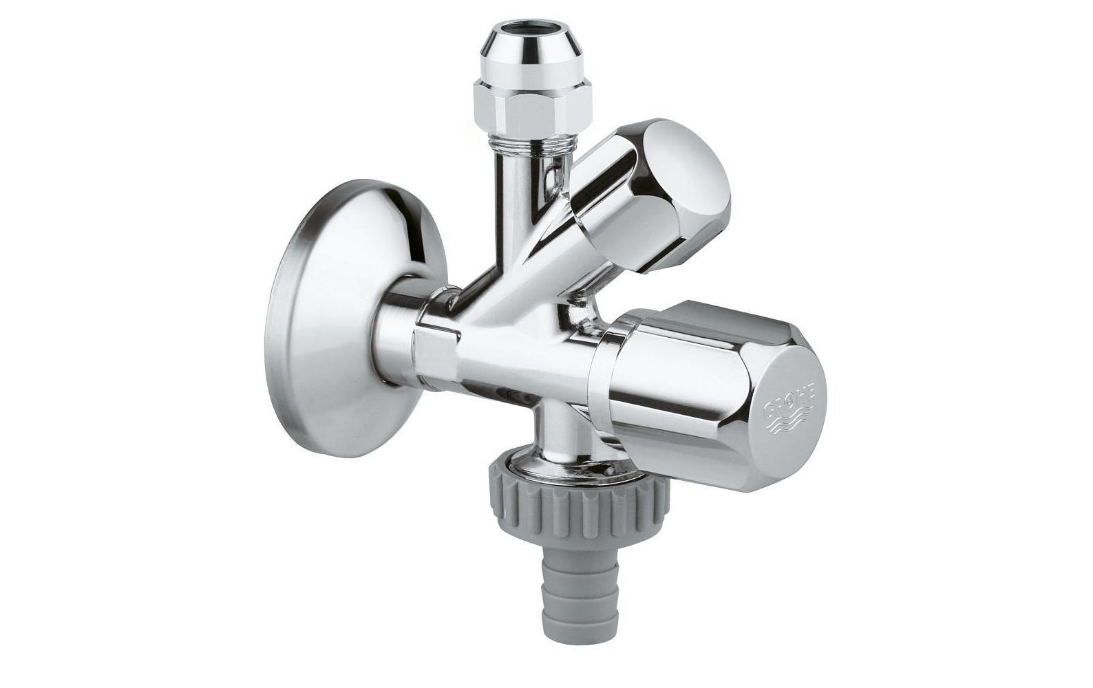 GROHE Kombi-Eckventil – 1/2" × 3/8", Messing, Chrom, für Waschmaschine