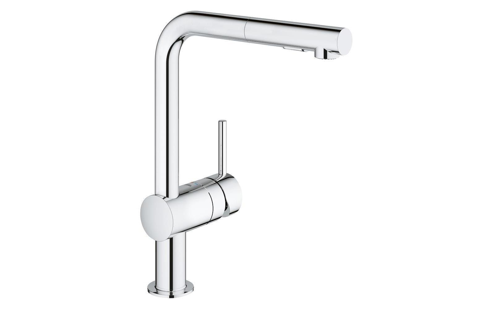 GROHE Minta – Einhebelmischer (Spültischbatterie) 19 × 55 × 8,5 cm, Messing, Chrom, ausziehbare Brause