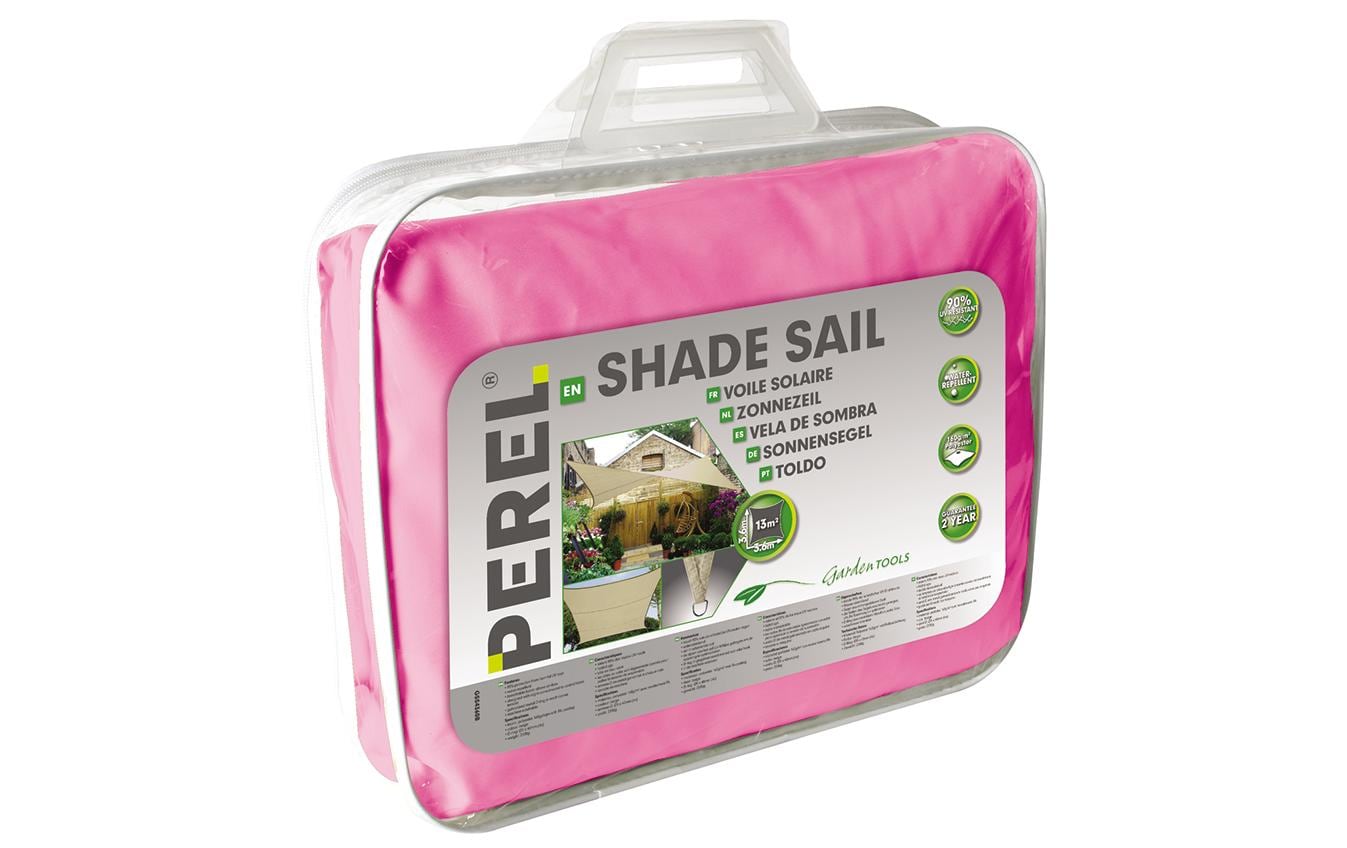 Perel Sonnensegel – 360 × 360 cm, Pink, Polyester, 160 g/m²