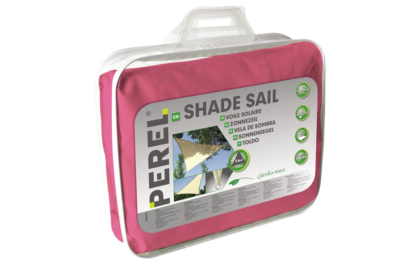 Perel Sonnensegel Dreieck – Seitenlänge 500 cm, Pink, Polyester, 160 g/m²