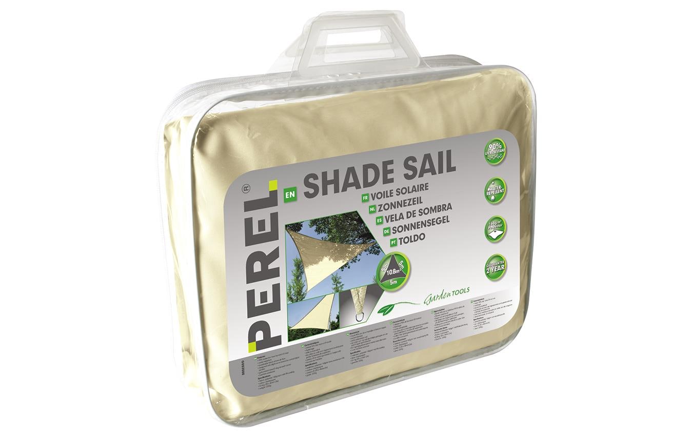 Perel Dreieckiges Sonnensegel 500 cm × 500 cm × 500 cm, Polyester, Beige, Wasserabweisend, Waschmaschinenfest