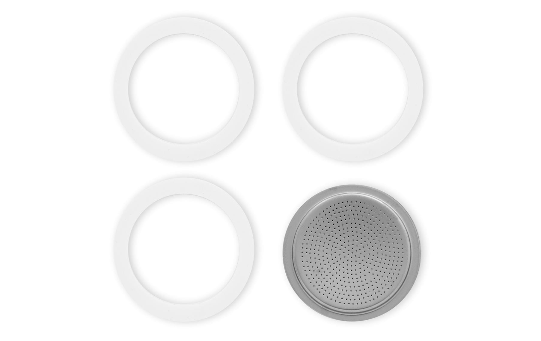 Bialetti Dichtungsringe & Filterplatte – Ø 7,2 cm, für Moka Express, z. B. Dama, Break, Fiammetta
