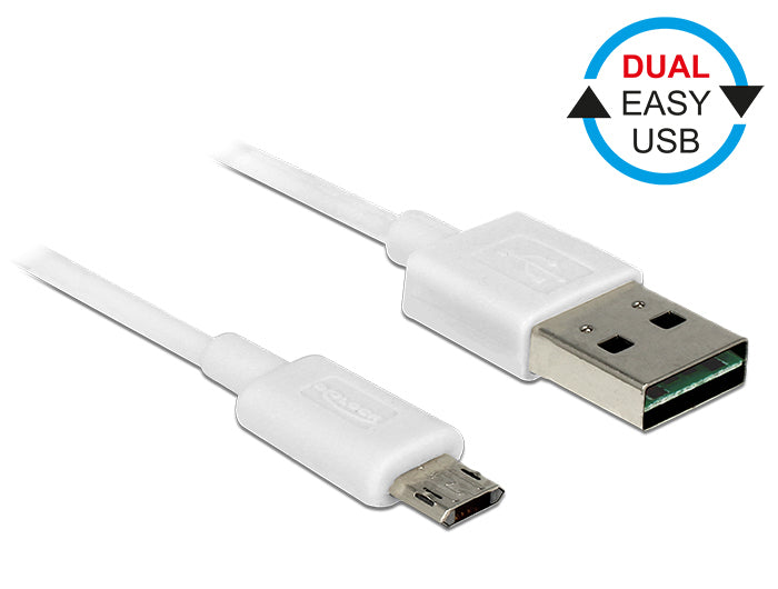 DeLOCK USB-A auf Micro-USB-B Kabel – USB 2.0 (480 Mbit/s) – 0,5 m – Goldkontakte – Weiss