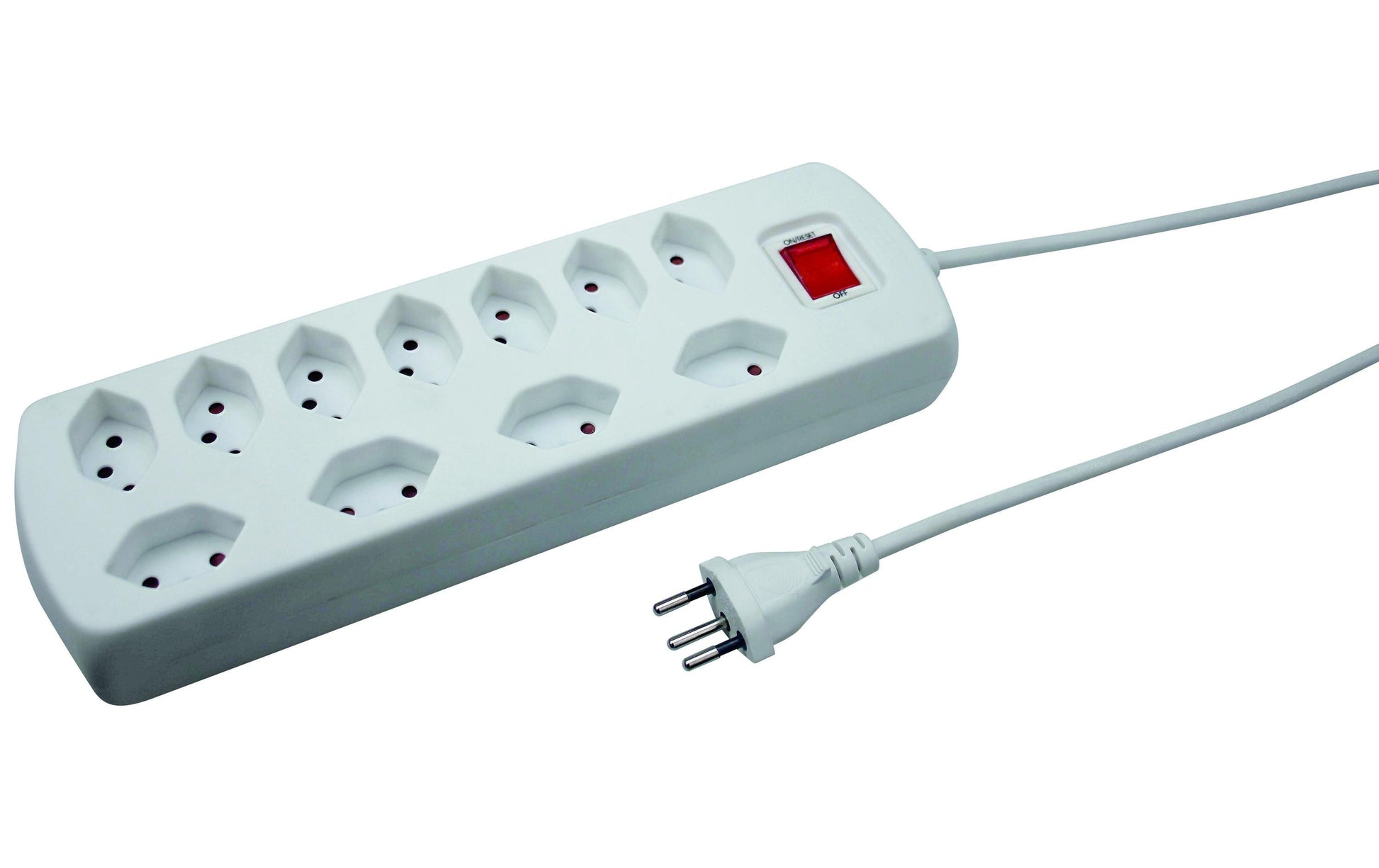Steffen POWER EASY Steckdosenleiste, 11×T13, mit Schalter, 1,5 m, Eingang T12, Kinderschutz – Weiss