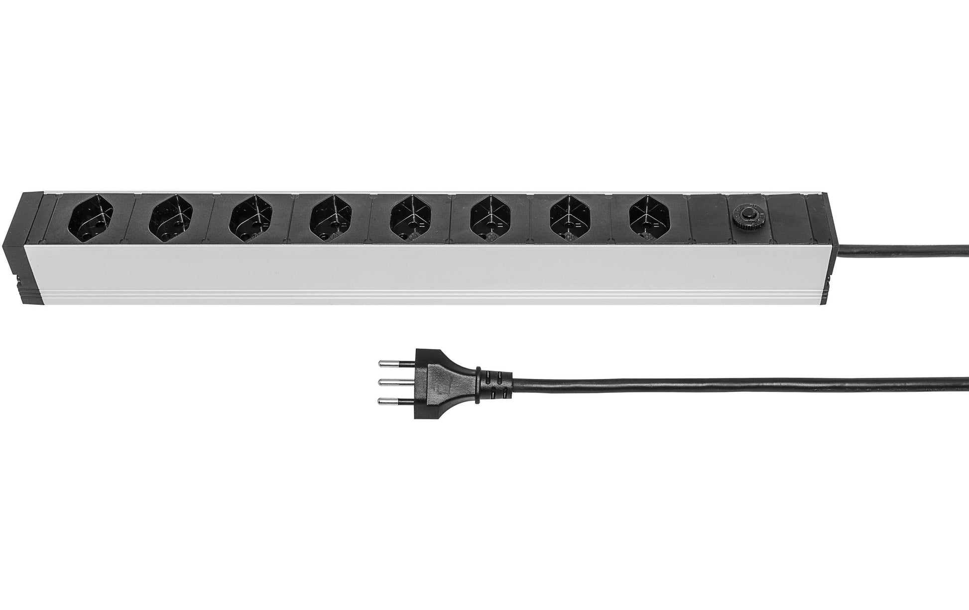 Steffen Alu Modular – 19" Steckdosenleiste, 8× T23 (Typ J), 3 m, IP20