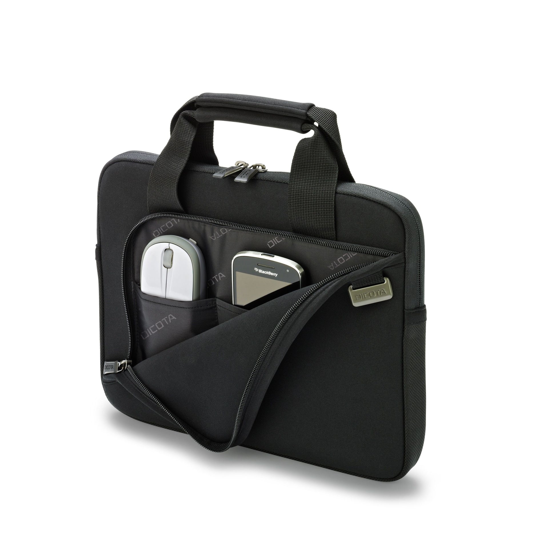 DICOTA Notebook-Tasche bis 12,5" – Neopren, mit Fronttasche – Schwarz