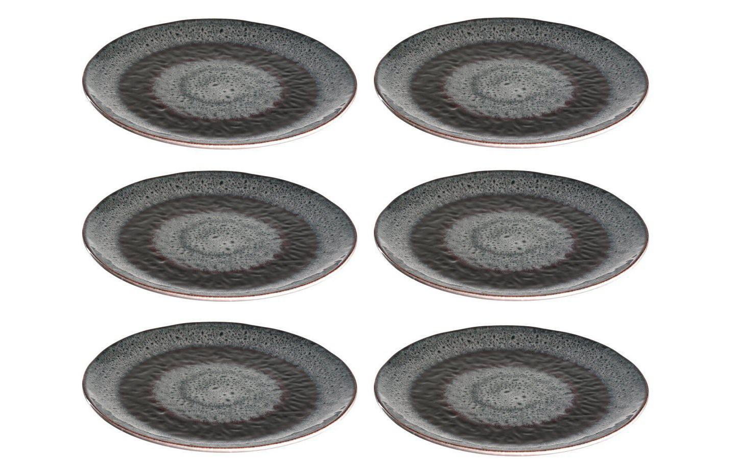 LEONARDO Speiseteller Matera – 6er Set, Ø 23 cm, Keramik, Anthrazit, spülmaschinenfest, mikrowellengeeignet