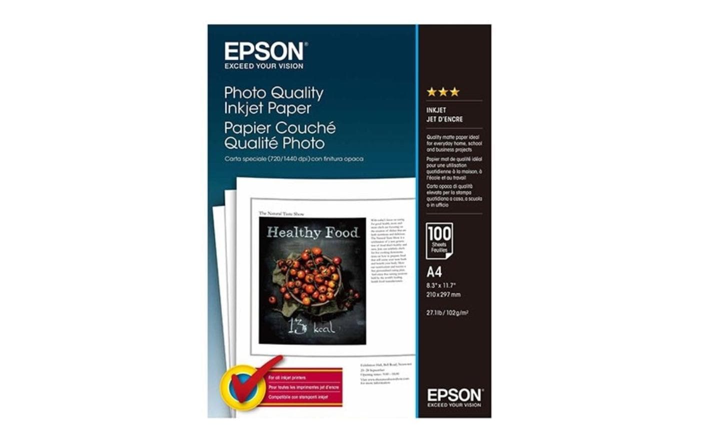 Epson Fotopapier – matt, A4, 102 g/m², 100 Blatt, für Tintenstrahldrucker