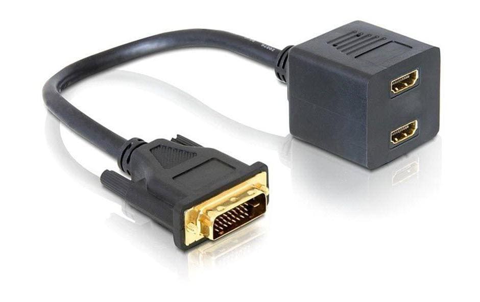 DeLOCK Monitorsplitter DVI-D zu 2× HDMI – Duallink, passiv, 0,2 m, Schwarz
