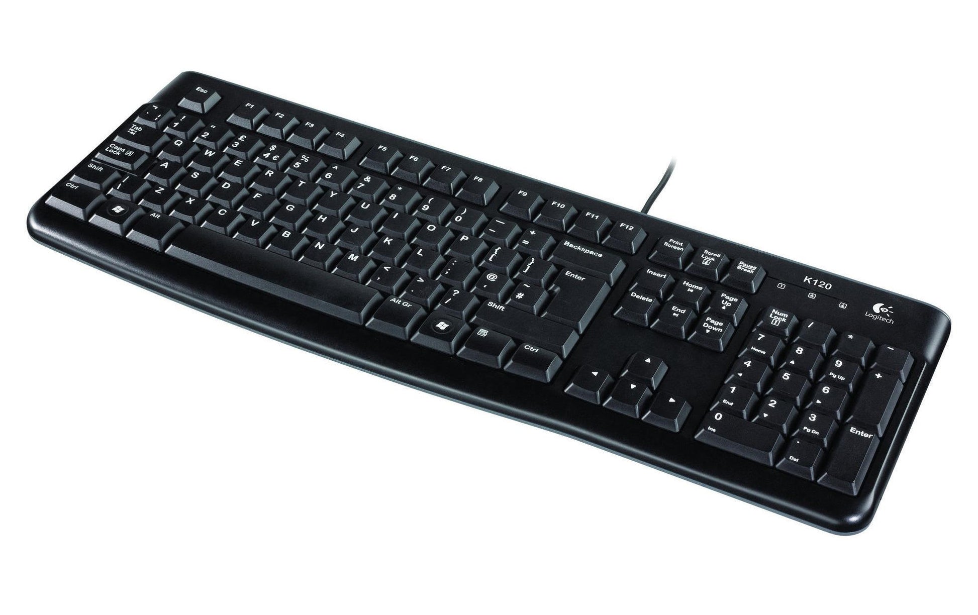 Logitech K120 – Tastatur, kabelgebunden (USB-A), UK-Layout (EN), Schwarz